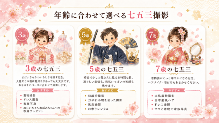 年齢に合わせて選べる七五三撮影