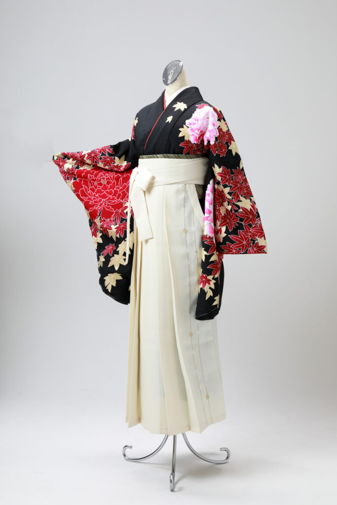 卒業式袴 黒 花柄